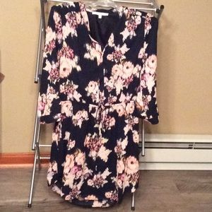 Navy long sleeve chiffon dress